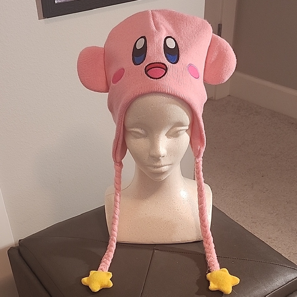 Pink Kirby Beanie with Star Accents